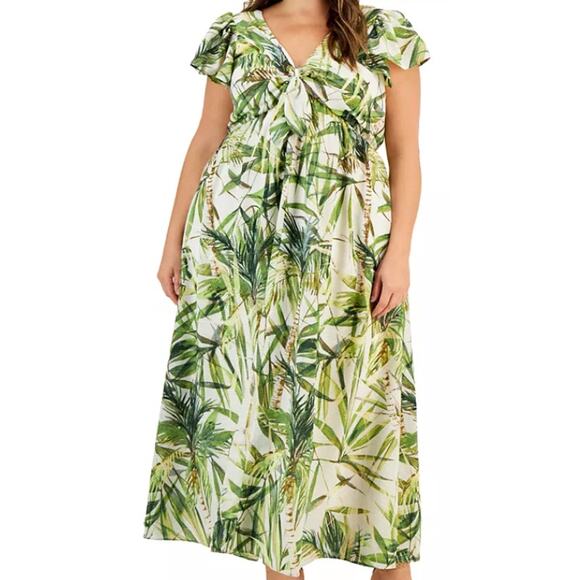 Taylor Tropical Leaf Maxi Dress Size 14 Resortwear Coastal Vibes Boho Chic - Picture 1 of 13